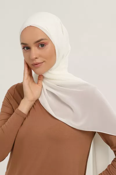 Ready Practical Luxury Tube Bonnet Chiffon Shawl Ecru