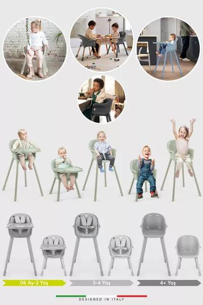 Детски стол за хранене Misto Bebek с подплатена сива седалка