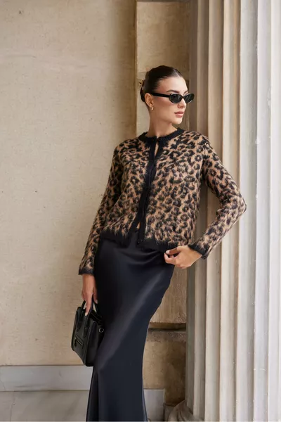 SWC Leopardenmuster Strickjacke