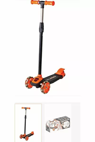 Самокат Cool Wheels с LED-подсветкой, оранжевый, 3 колеса