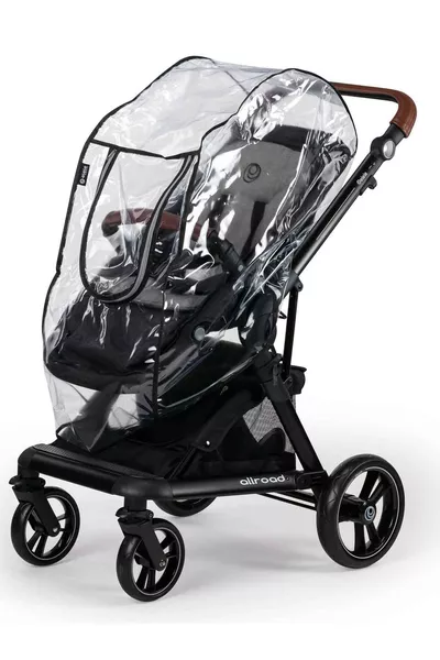 Luxus-Regenverdeck für Kinderwagen mit Reißverschluss Schwarz /