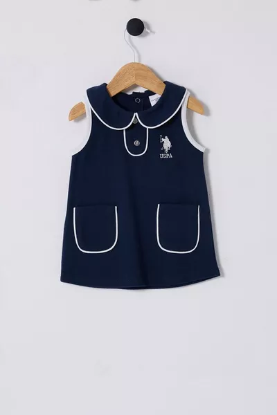 يو إس بولو أسن. فستان فتاة رضيع - أزرق غامق