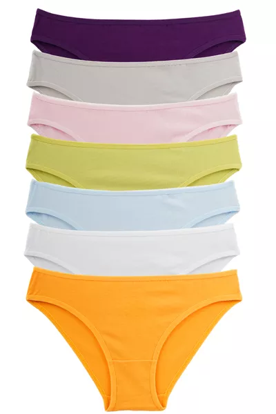 Damesonderbroek 7-pack met elastaan, mosterdkleur