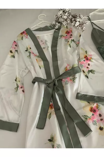 Boxed 6-Piece Satin Certsom Nightgown Pajama Lingerie Bridal Set