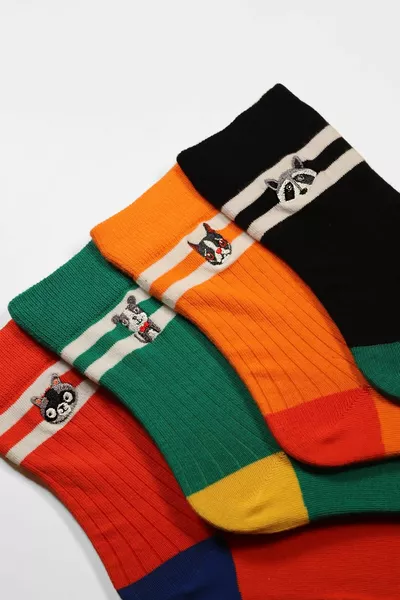 4 حزمة مربع للجنسين الفن الجوارب المقبس أسود / أخضر / أحمر / برتقالي