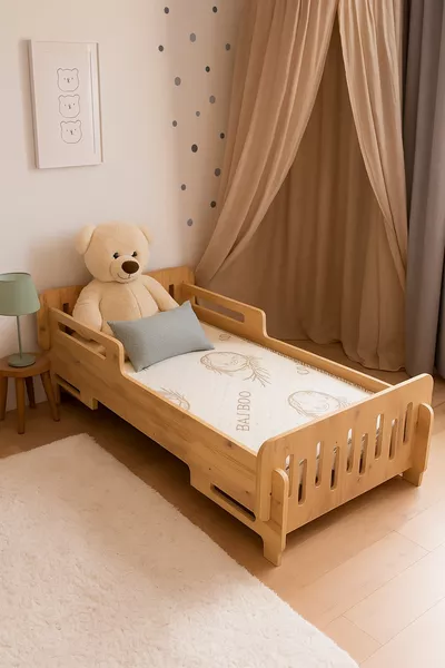 Lit pour enfant Industrial Living - cm - Lit bébé et enfant - MDF - Noyer