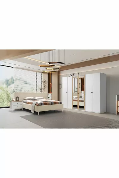 Mony White 6-Door Bedroom Set