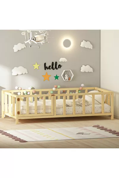 Troy Montessori Bed met Dennenhouten Deuren