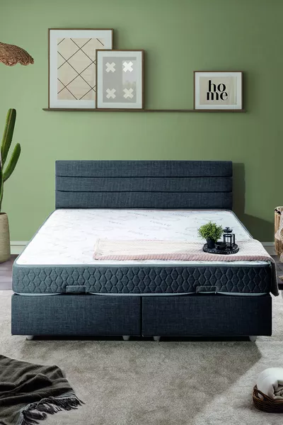 Sofia Dubbel Set, Tweepersoons Bedbodem en Hoofdeinde Set, Antraciet