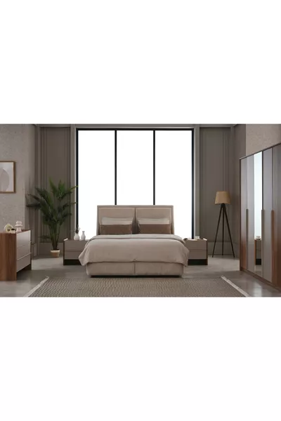 طقم غرفة نوم MONARCH، مع مرآة، بخمسة أبواب