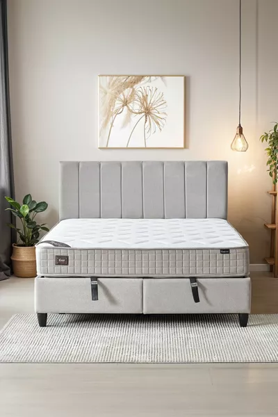 سرير من ماغنوليا مزدوج كامل أورثوبيدي مضاد للبكتيريا + قاعدة مع صندوق + رأس السرير مجموعة 3 قطع