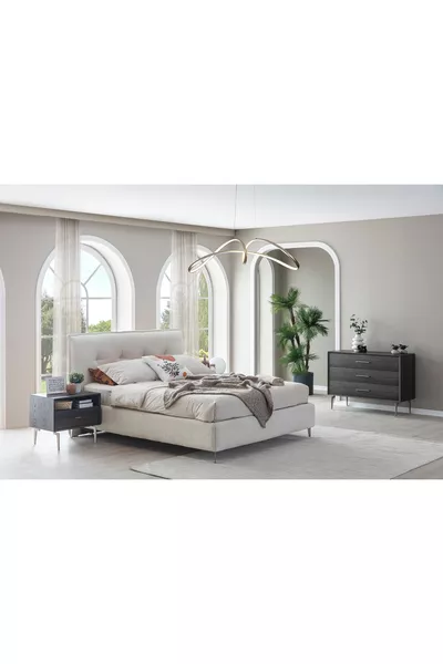 PANDOR NOX YATAK ODASI TAKIMI CAMLI, KÖŞE MODÜLLÜ, KOYU CEVİZ