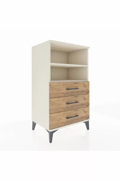 خزانة هابريون بطابقين و3 أدراج، بلون العقيق والصنوبر