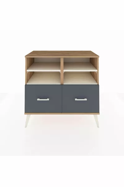 Hyperion Kommode mit 4 Regalen und 2 Schubladen Kiefer-Marmor/Anthrazit