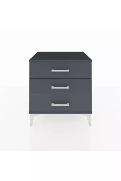 Comodino Hyperion a 3 cassetti Antracite-Antracite