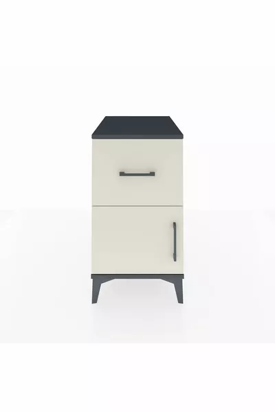 خزانة كرونوس ذات رف واحد ودرج واحد وباب واحد - أنثراسايت-حجر رملي