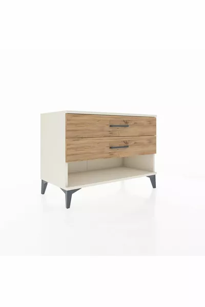 Commode Hyperion à 2 tiroirs Pierre de lune-Pin
