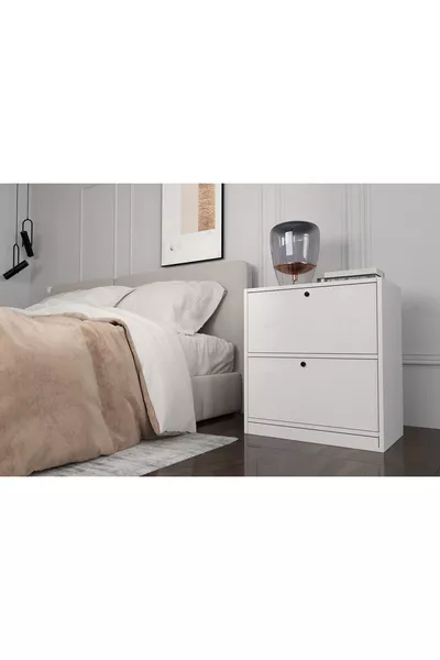 Two-Drawer White Nightstand