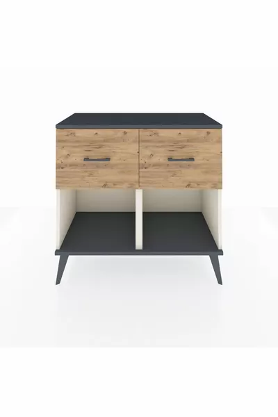 Hyperion Kommode 2 Schubladen Mondstein-Anthrazit/Kiefer