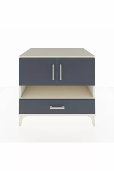 Kronos Dressoir met 3 Planken, 1 Lade en 2 Deuren, Agaatgrijs-Antraciet