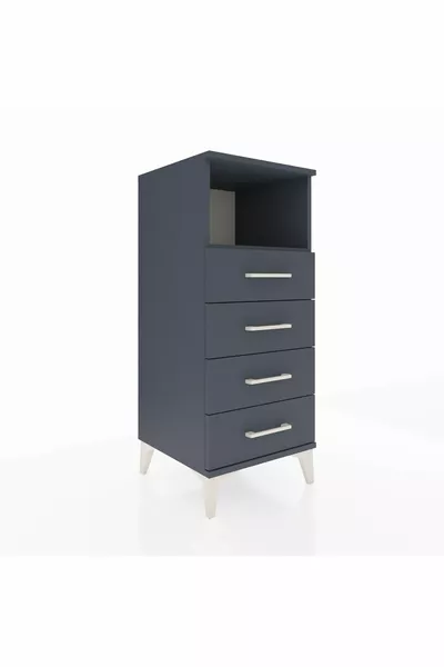 Hyperion Nightstand with Single Shelf and 4 Drawers Anthracite-Anthracite