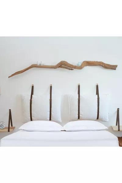 رأس سرير قاعدة جلدية وحامل وسادة مزدوج، حامل غطاء وسادة باللون الخردلي