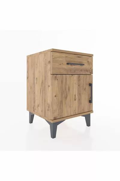 Hyperion Nightstand Single Drawer Single Door Pine-Pine
