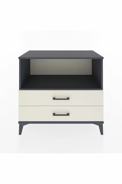 Hyperion Kommode mit einem Regal und 2 Schubladen Anthrazit-Marmor