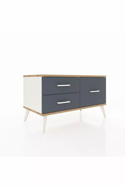 Commode Hyperion 3 étagères Pierre de Lune-Épicéa/Anthracite