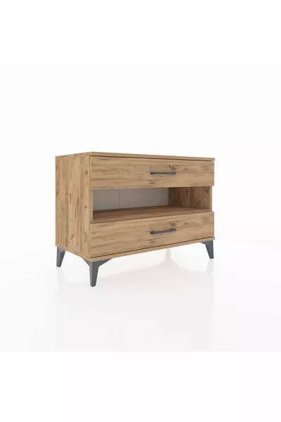 Comò Hyperion con un ripiano e 2 cassetti Pino-Pino