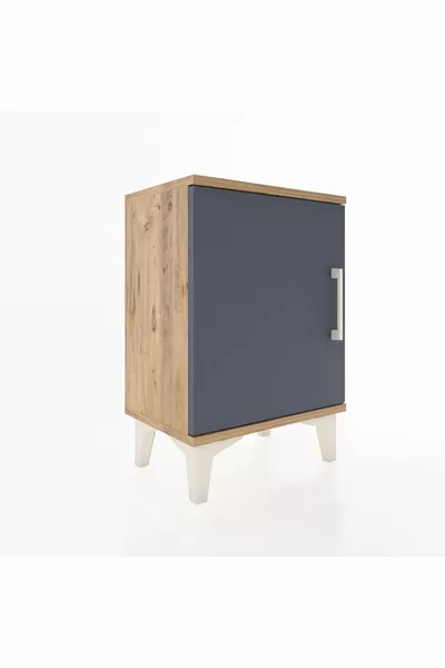 Arges Komodin 2 Raflı Tek Kapaklı  Çam-Antrasit