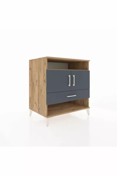 خزانة كرونوس مع رفوف 3 ودرج واحد و2 أبواب، صنوبر - أنثراسيت