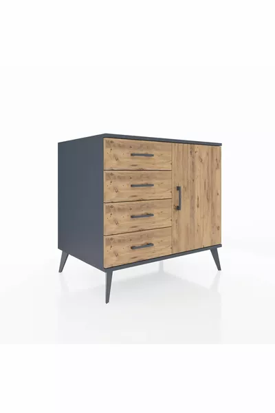 خزانة كرونوس مع رف واحد، 4 أدراج وباب واحد، أنترسايت-صنوبر