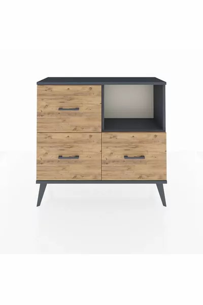 Arges Kommode mit Einem Regal und 3 Schubladen Anthrazit-Anthrazit/Kiefer
