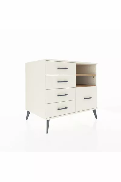 Kronos Dresser 2 Shelves 5 Drawers Moonstone-Pine/Moonstone