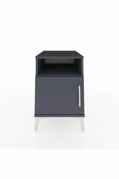 Comodino Kronos con 2 Ripiani e 1 Anta Antracite-Antracite