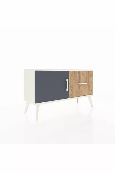 Комод Arges с одной полкой, одним ящиком и одной дверцей, Лунный камень-Антрацит/Сосна