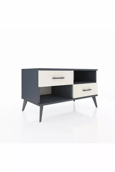 Hyperion Dresser Single Shelf 2 Drawers Anthracite-Anthracite/Stone Gray