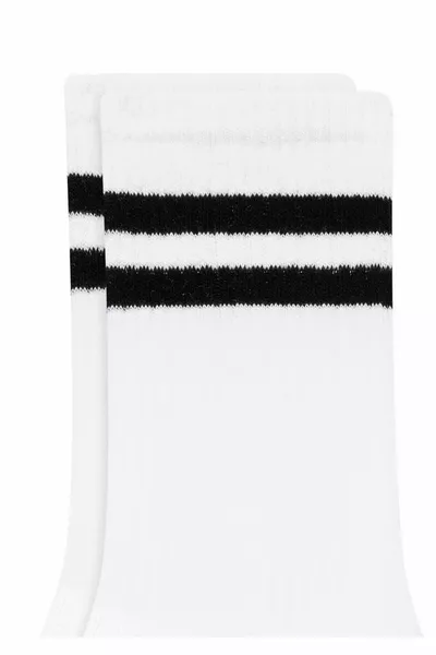 Line Detailed White Socket Socks 