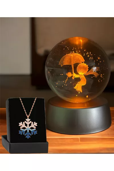 Малката принцеса кристален стъклен глобус с LED светлина, сменяща цвета си, лампа Малкият принц, висулка с циркон като снежинка