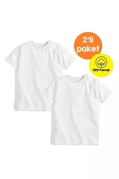 طقم قميص أبيض للأطفال للجنسين، قطعتان