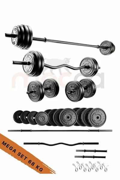 Ensemble Haltères et Barre Mocca Style  kg avec Barre Longue de  cm et Ensemble de Poids