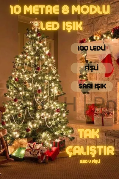 Uitbreidbare  meter -LED verlichting met stekker, daglichtdecoratielamp, kerstboomverlichting geel