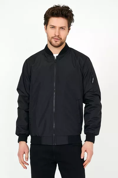 سترة ضيقة موسمية سوداء مقاومة للماء والرياح & معطف & معطف واق من المطر