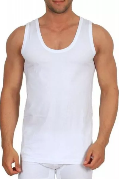 Men's White 6-Pack Tank Top % Cotton 