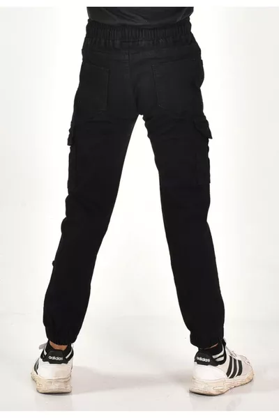 بنطال جينز ضيق بقصة كوماندو ولأولاد صبي مع جيوب جانبية