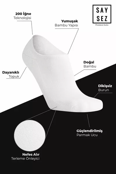 Bamboo Men's Sneaker White Socks Seamless Invisible Ankle Sports Socks Premium 4 Pack