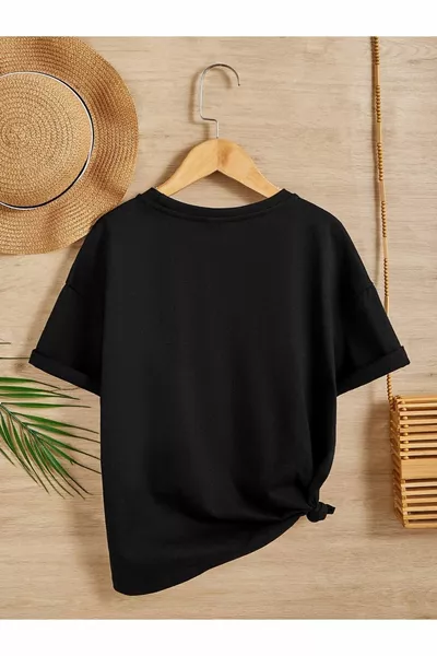 تي شيرت للأطفال من القطن بطباعة مريحة ومناسب للجنسين