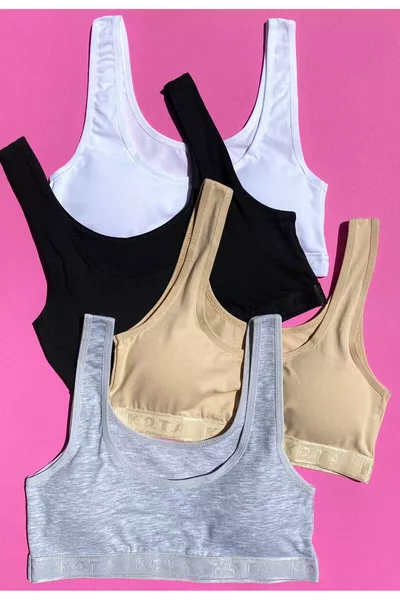 Herausnehmbare Polster 3er-Pack schwarze, graue und weiße Baumwoll-Sport-BHs