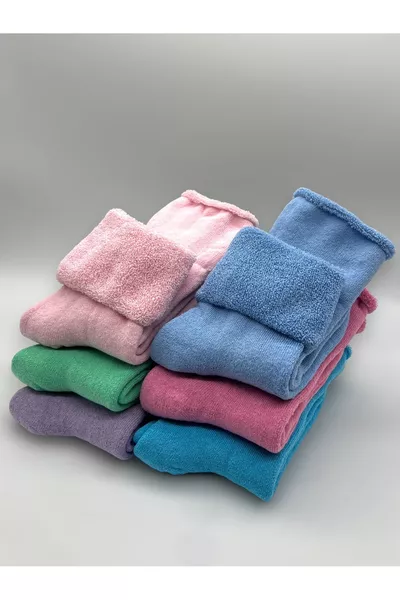 6 Paia di Calze Invernali da Donna, Spesse, Arricciate, Termiche Senza Elastico